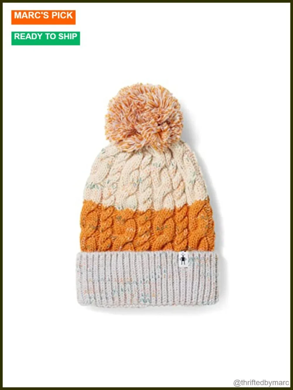 Merino Wool Blend Beanie - Color Block Pattern
